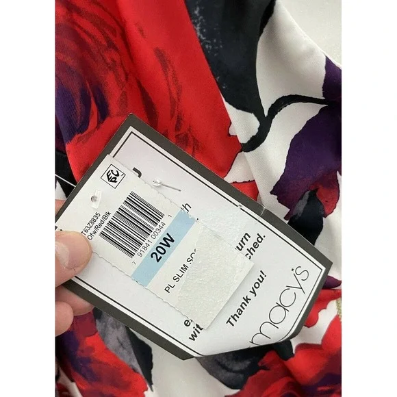 B.Darlin Junior's Sheath Dress Red Multi Plus Size 20X Strapless Floral-Print - Picture 9 of 10